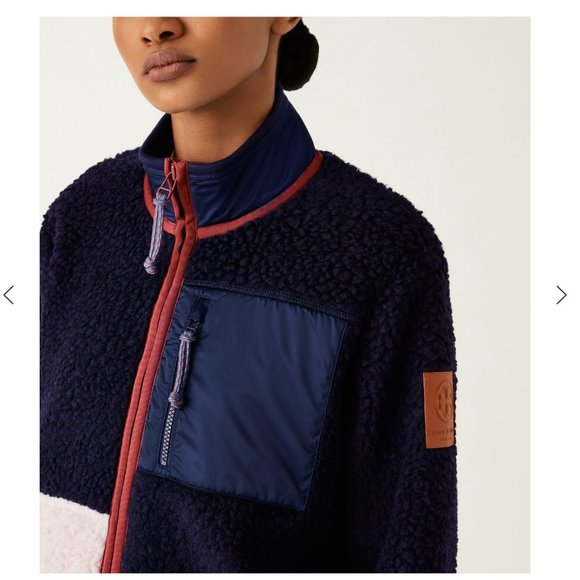 Tory Burch, Navy Fleece Colorblock Jacket, EUC - size M, fits like L/XL - Picture 3 of 3